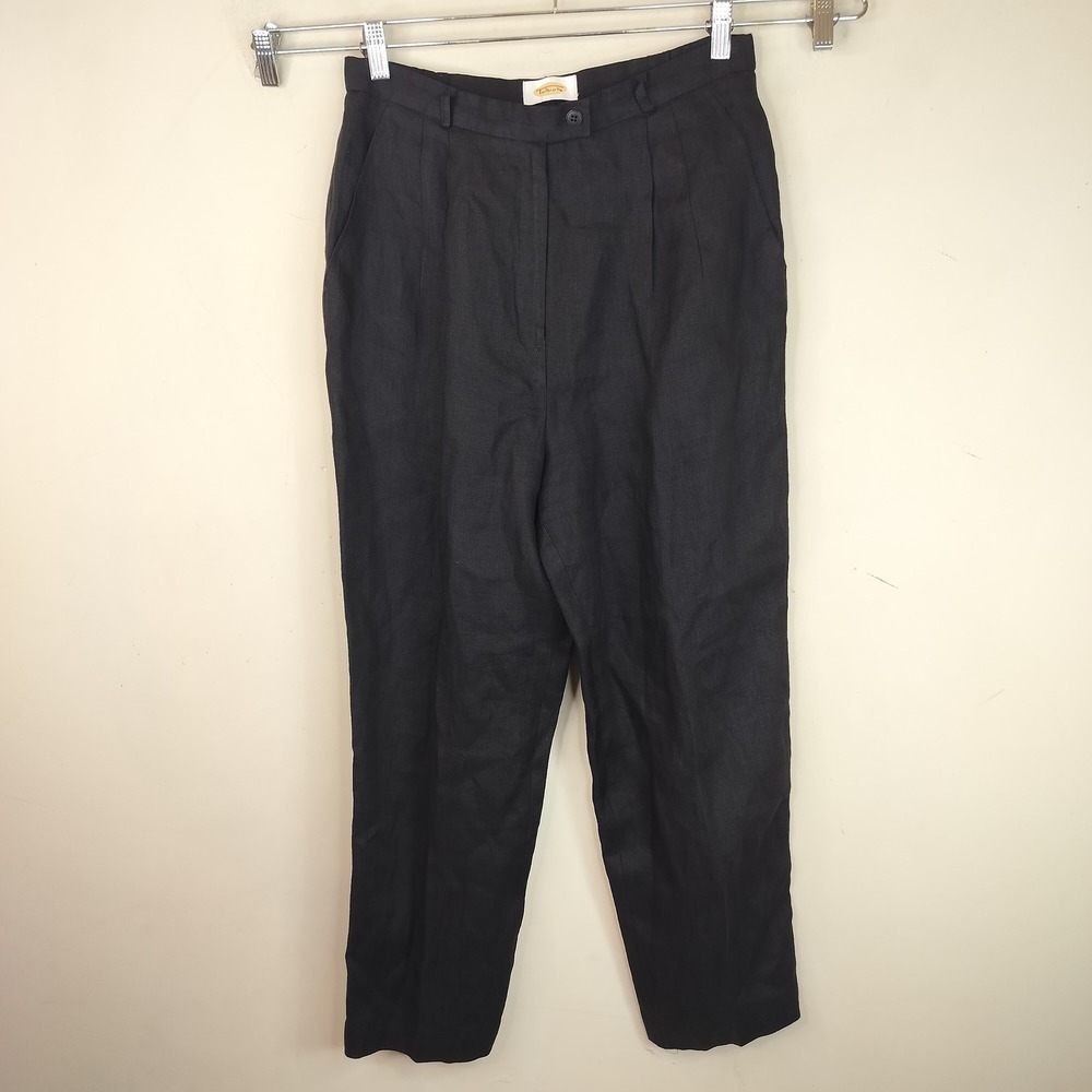 Talbots Irish Linen Pleated Pants Trousers 10 Womens Classic Straight High Waist